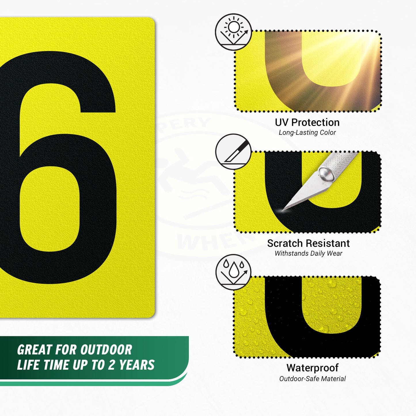7 x 10in Floor Sticker: Number 6 Anti-Slip Decal