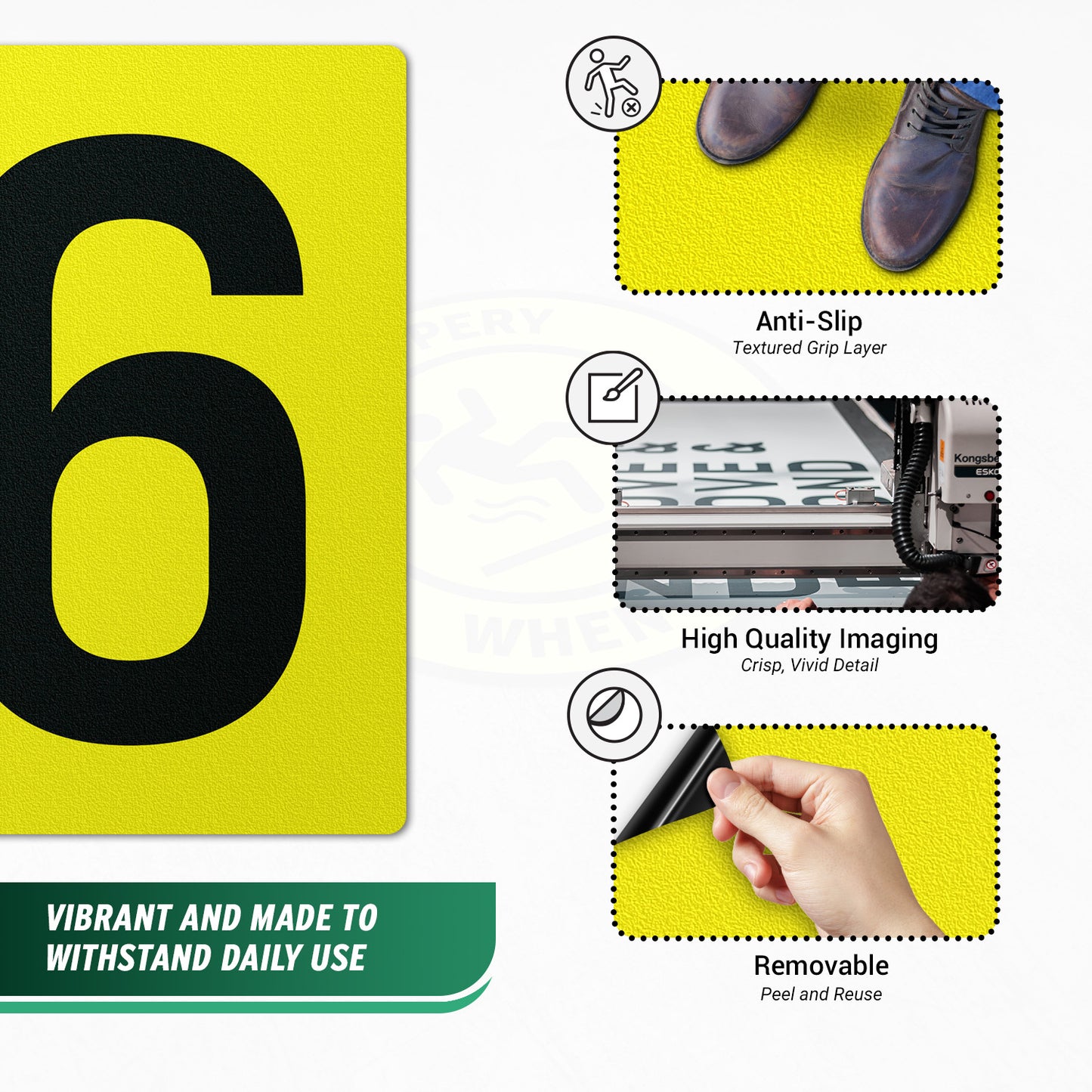 7 x 10in Floor Sticker: Number 6 Anti-Slip Decal