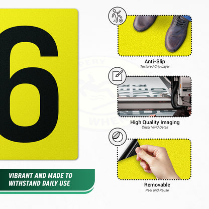 7 x 10in Floor Sticker: Number 6 Anti-Slip Decal