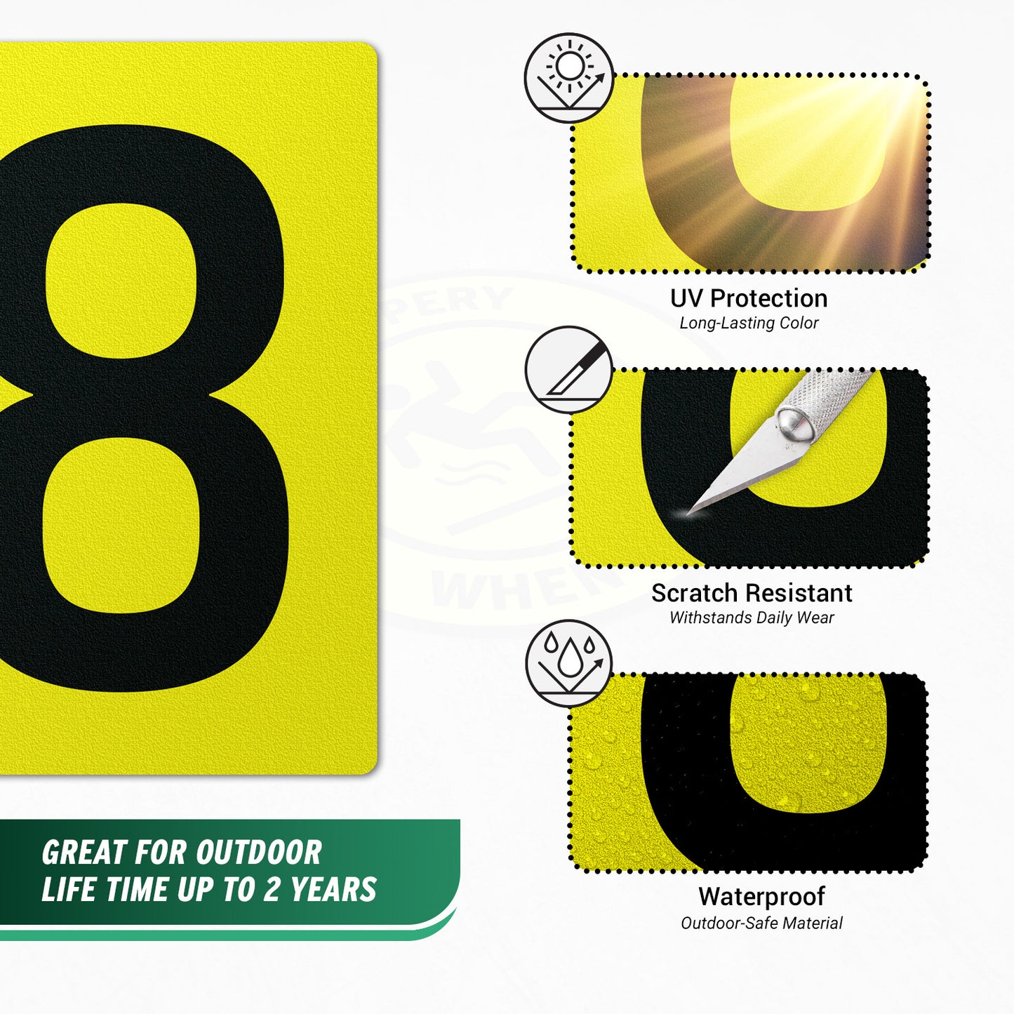 7 x 10in Floor Sticker: Number 8 Anti-Slip Decal