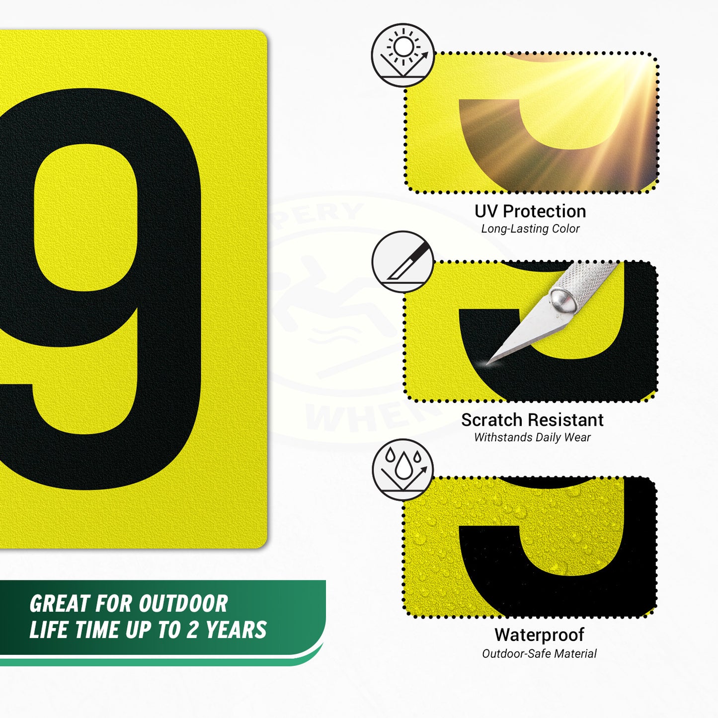 7 x 10in Floor Sticker: Number 9 Anti-Slip Decal