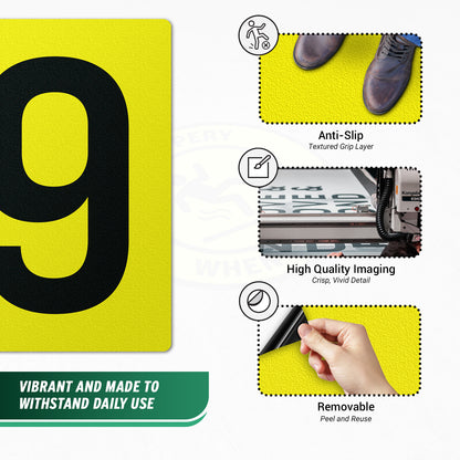 7 x 10in Floor Sticker: Number 9 Anti-Slip Decal