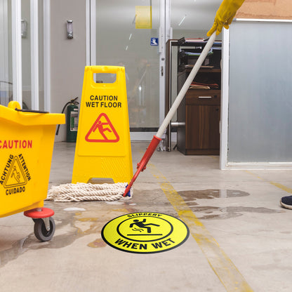 6.25in Warning Sticker: Slippery When Wet Floor Decal (2-Pack)