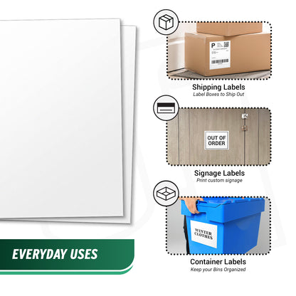 8.5 x 11in Printable Label: Blank Rectangle White (150 Total)