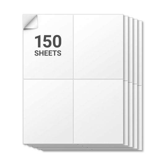 4.25 x 5.5in Blank Rectangle Labels: White 600 Total