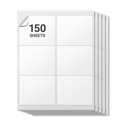 4 x 3.33in Blank Labels: Laser & Inkjet Printable White (150 Sheets, 6 Label/Sheet)