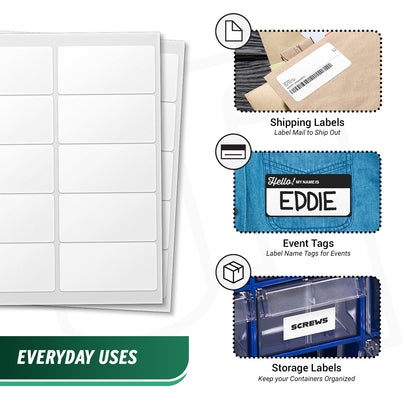 4 x 2in Blank Rectangle Labels: White 1500 Total
