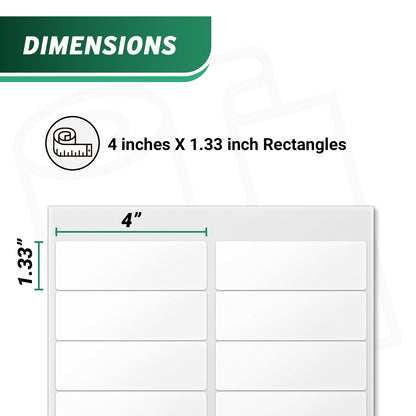 4 x 1.33in Blank Rectangle Labels: Laser and Inkjet Printer Compatible (2100 Total)