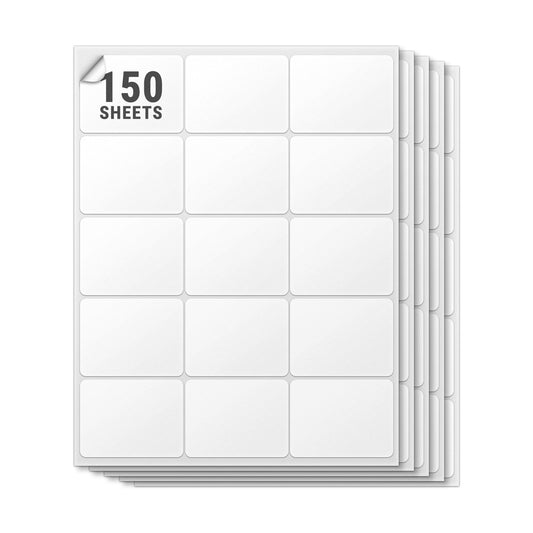 2-5/8 x 2in Blank Labels: Laser & Inkjet Printable White (150 Sheets, 15 Label/Sheet)
