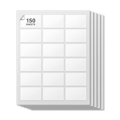 2-1/2 x 1-9/16in Blank Labels: Laser & Inkjet Printable White (150 Sheets, 18 Label/Sheet)