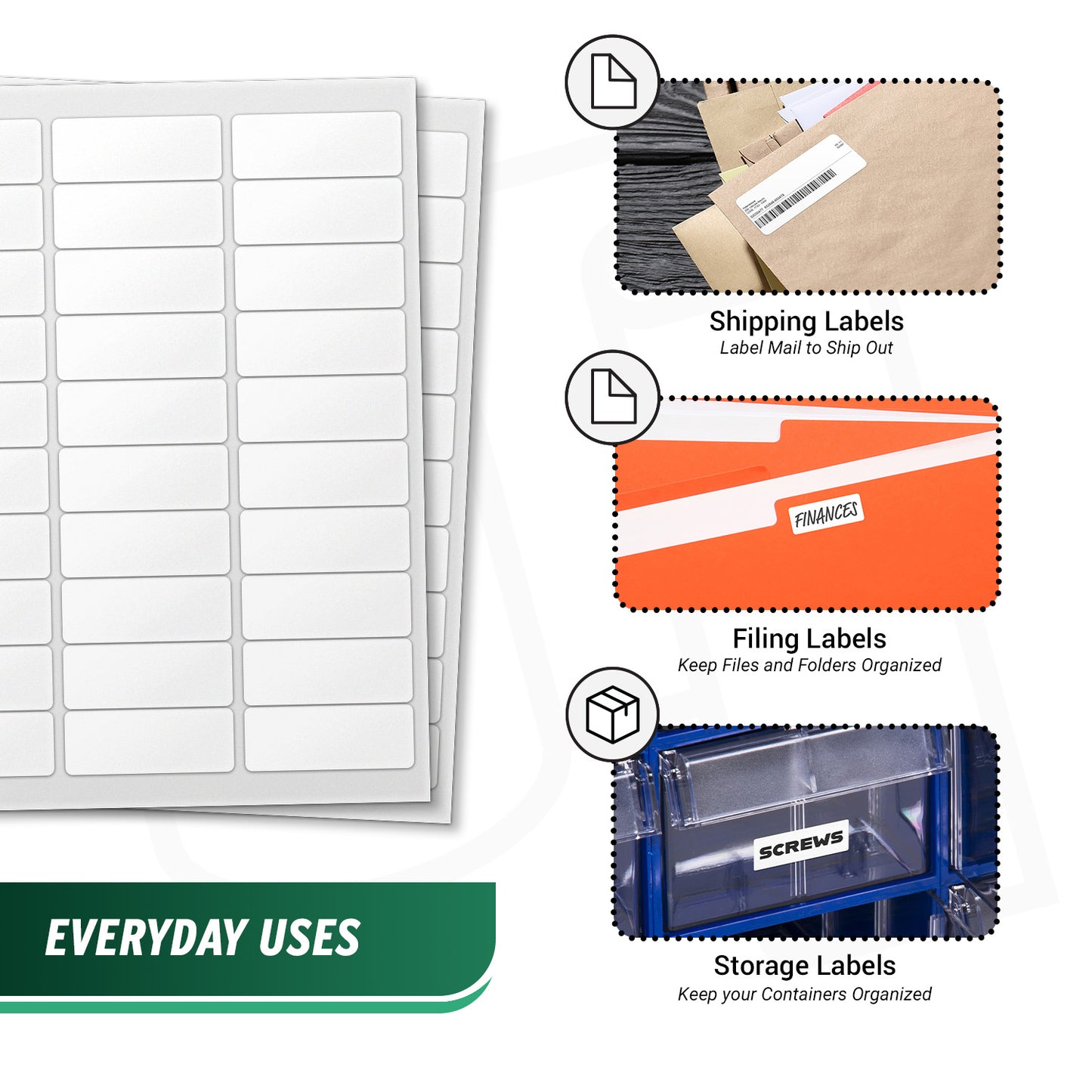 2-5/8 x 1in Blank Labels: Laser & Inkjet Printable White (150 Sheets, 30 Label/Sheet)