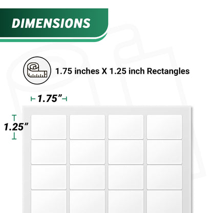1.75 x 1.25in Black Labels: Laser & Inkjet Printable White Stickers (4800 Total)