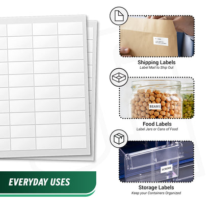 2 x 1in Blank Labels: White Laser & Inkjet Printable (150 Sheets, 40 Label/Sheet)