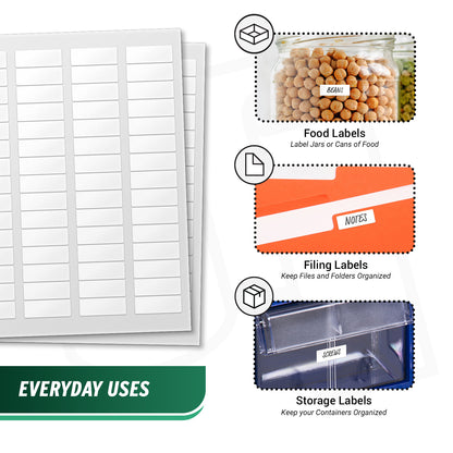 1.75 x 0.66in Blank Labels: Laser & Inkjet Printable White Stickers (9000 Total)
