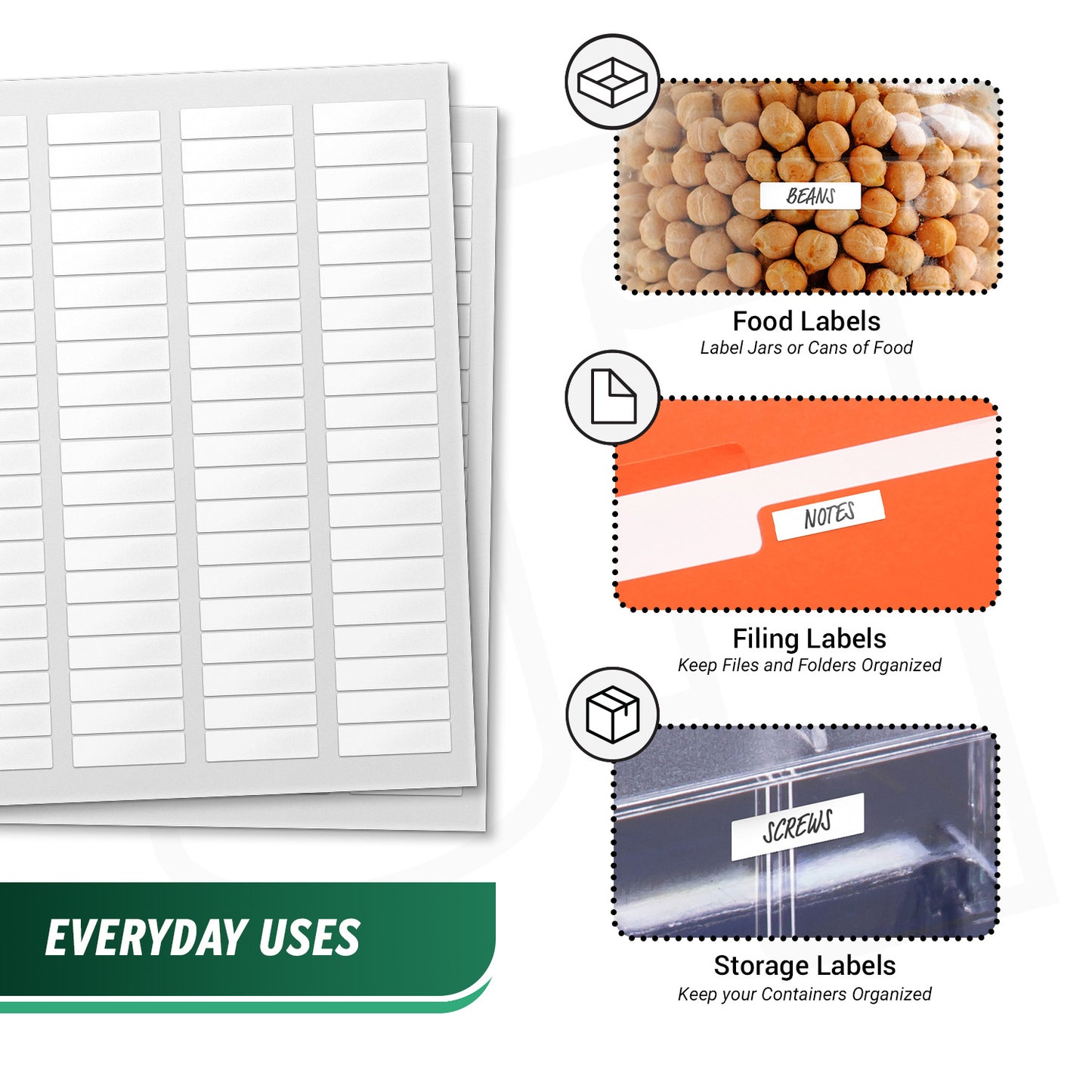 1.75 x 0.5in Blank Labels: Laser & Inkjet Printable White Stickers (12000 Total)