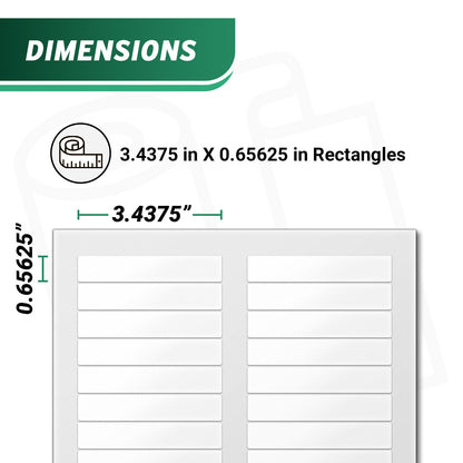 3.4375 x 0.65625in Blank Labels: White Laser & Inkjet Printable (150 Sheets, 30 Label/Sheet)