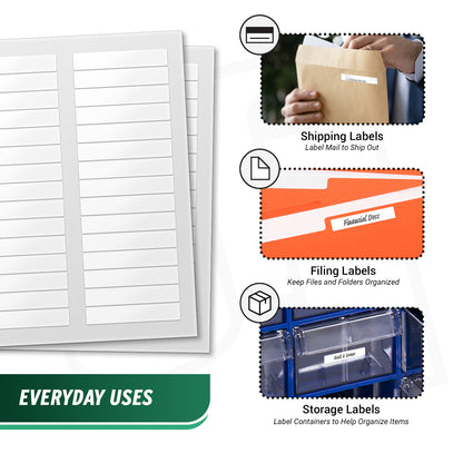 3.4375 x 0.65625in Blank Labels: White Laser & Inkjet Printable (150 Sheets, 30 Label/Sheet)