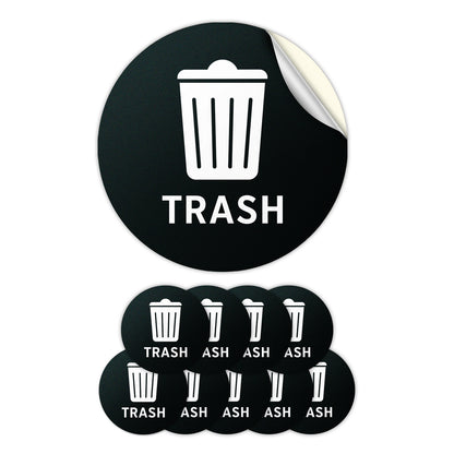 4in Waste Bin Label: Trash Can Logo Circle Sticker