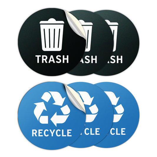 4in Waste Bin Label: Trash & Recycle Vinyl Decal (Mix Stickers)
