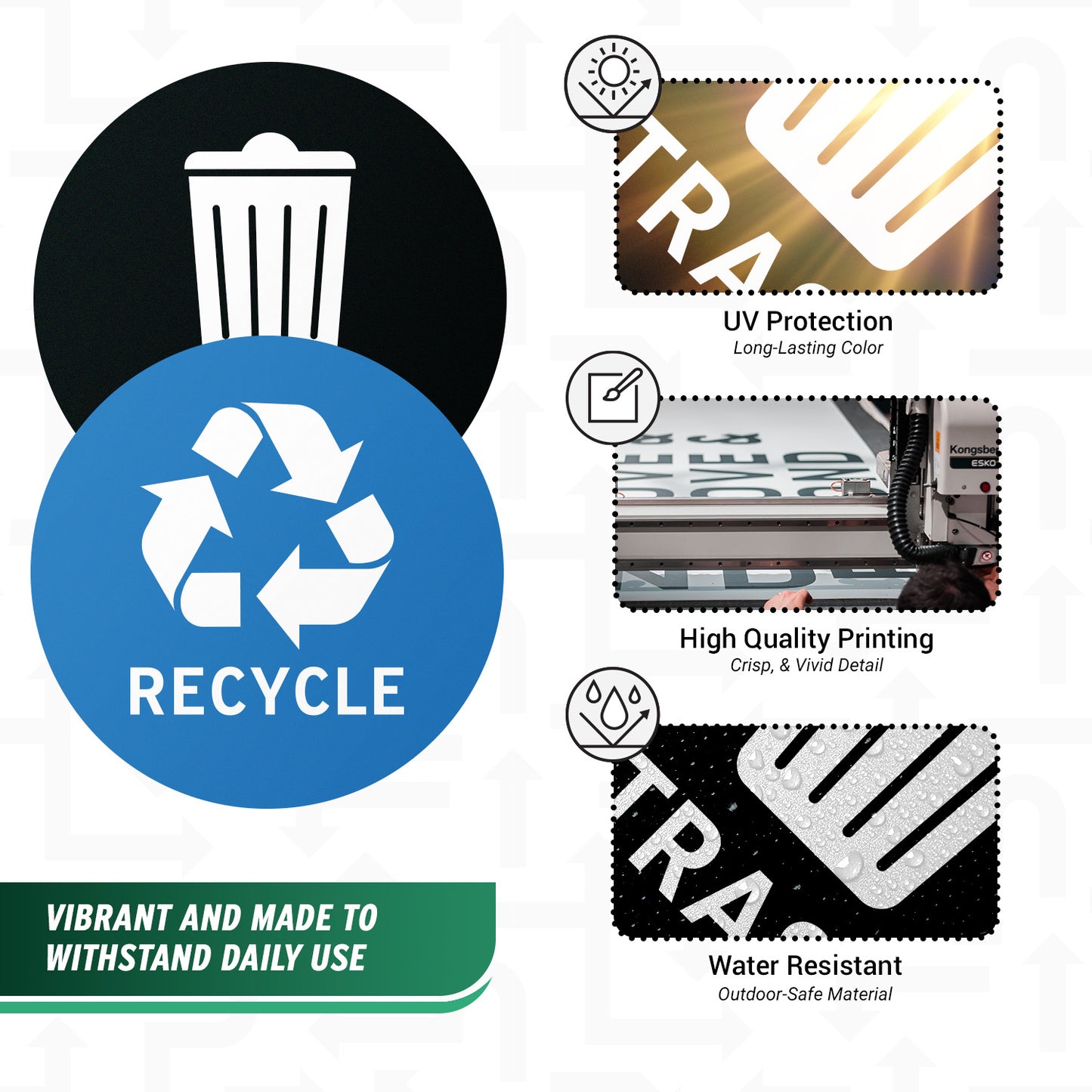 4in Waste Bin Label: Trash & Recycle Vinyl Decal (Mix Stickers)