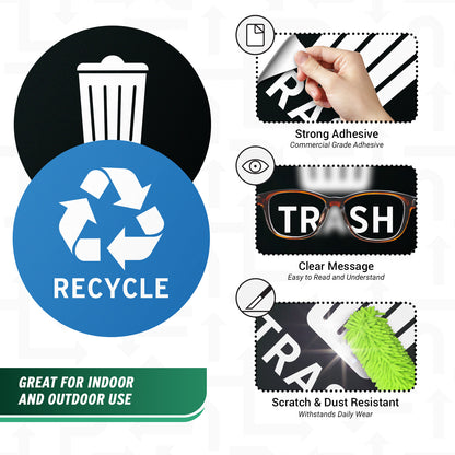 4in Waste Bin Label: Trash & Recycle Vinyl Decal (Mix Stickers)