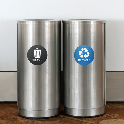 4in Waste Bin Label: Trash & Recycle Vinyl Decal (Mix Stickers)