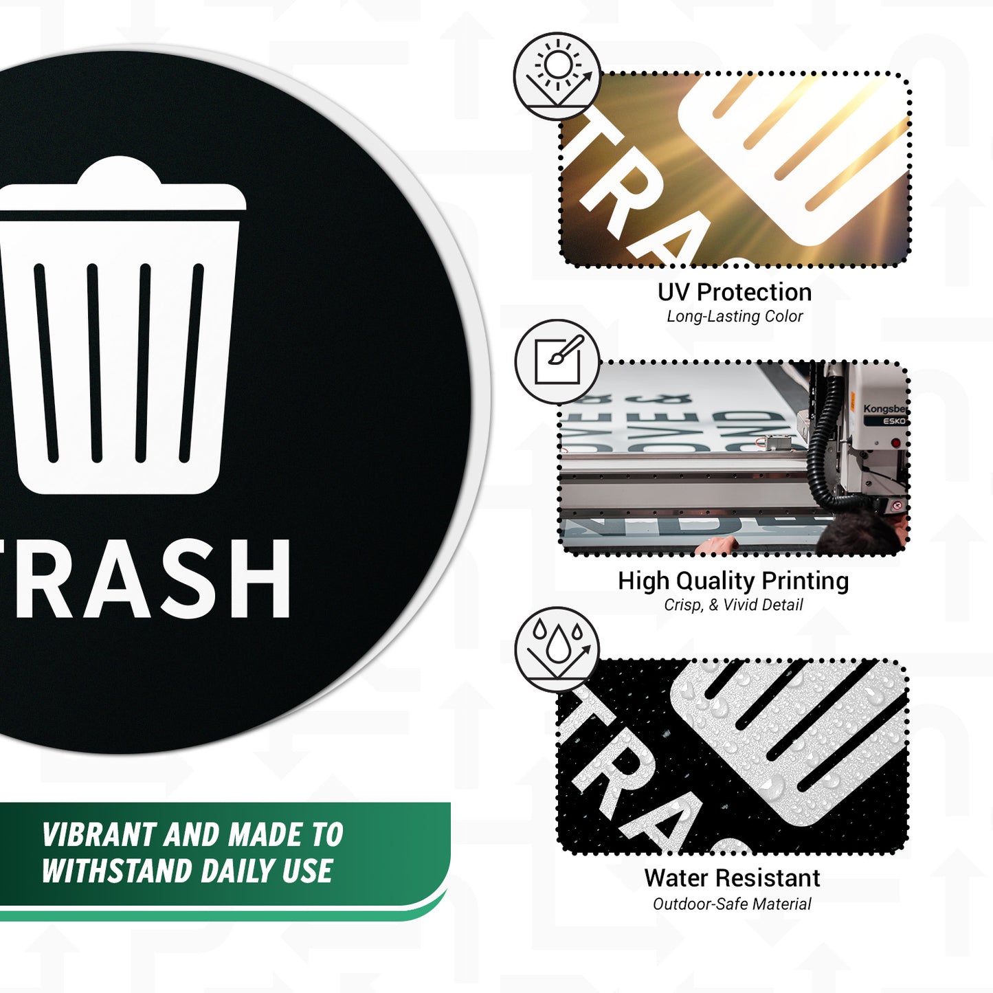 4in Waste Bin Label: Trash Can Logo Circle Sticker