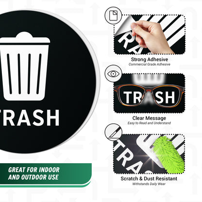4in Waste Bin Label: Trash Can Logo Circle Sticker