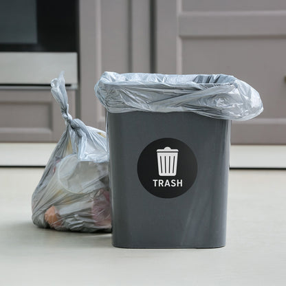 4in Waste Bin Label: Trash Can Logo Circle Sticker