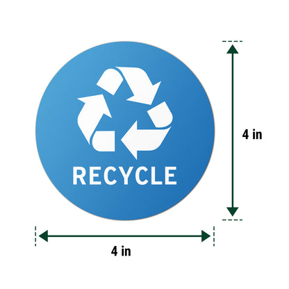 4in Waste Bin Sticker: Recycle Logo Decal (Blue & White)