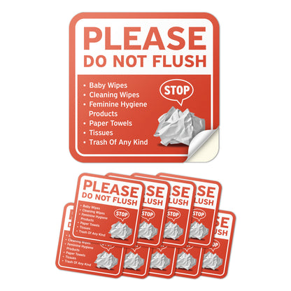6 x 6in Restroom Stickers: Do Not Flush Sign