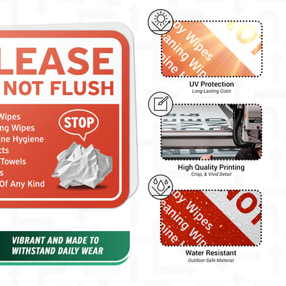 6 x 6in Restroom Stickers: Do Not Flush Sign