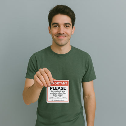 6 x 6in Restroom Sticker: Do Not Flush Bathroom Reminder (Bilingual)