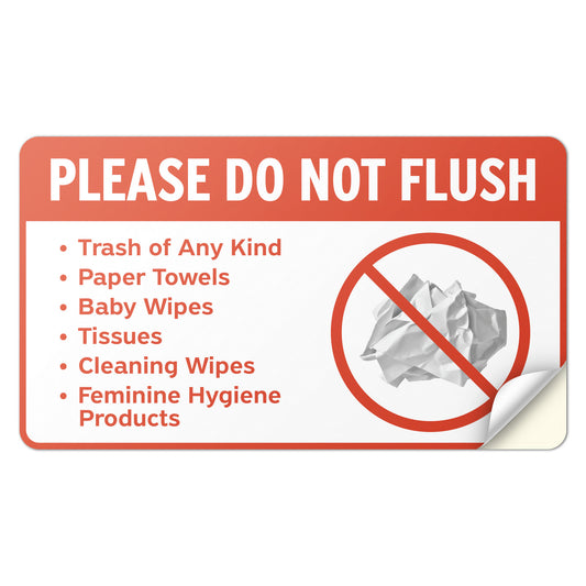 7 x 4in Restroom Sticker: Please Do Not Flush Sign