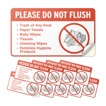 7 x 4in Restroom Sticker: Please Do Not Flush Sign