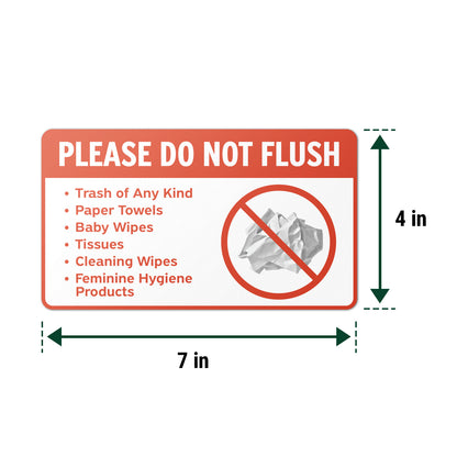 7 x 4in Restroom Sticker: Please Do Not Flush Sign