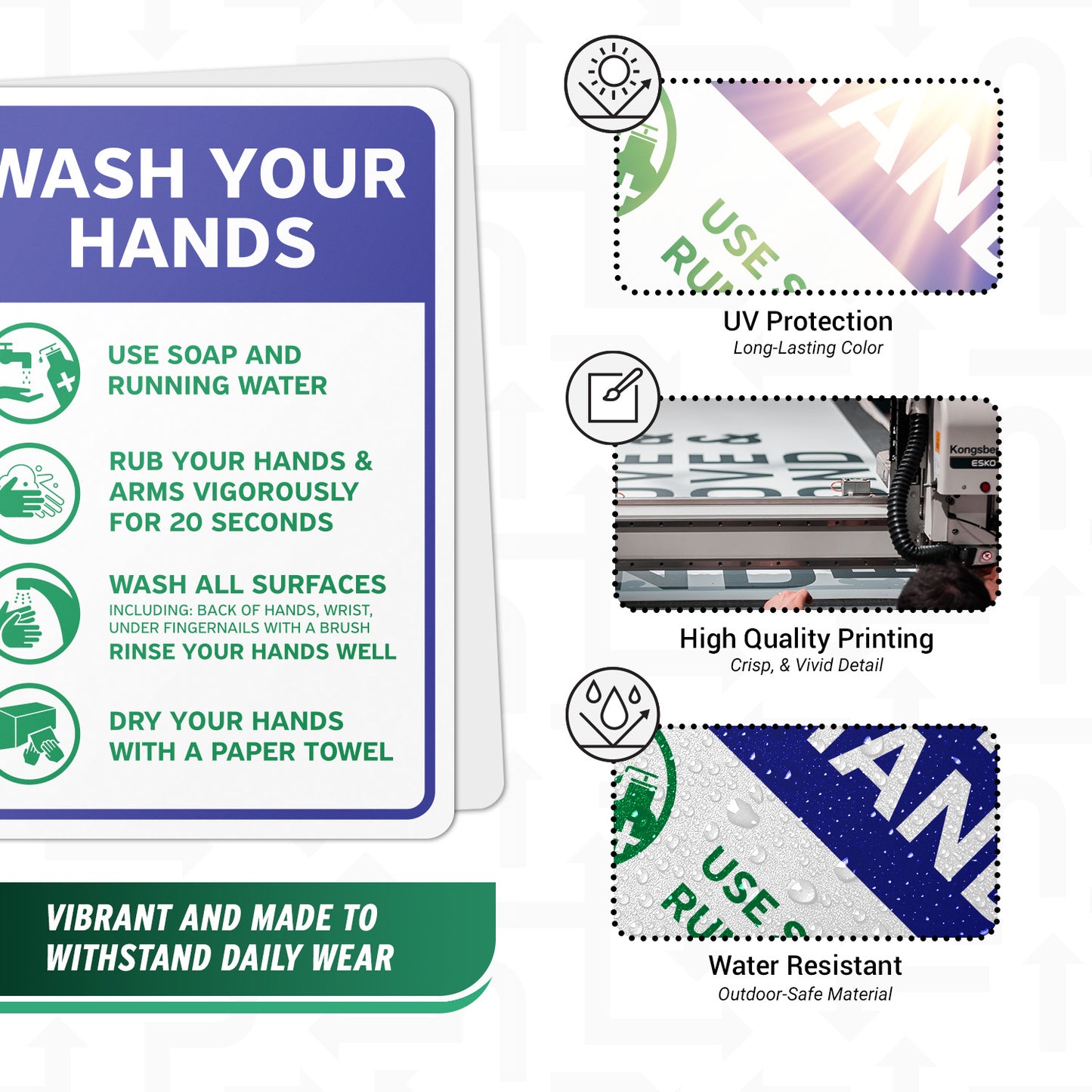7 x 10in Hygiene Sticker: Wash Your Hands Instruction