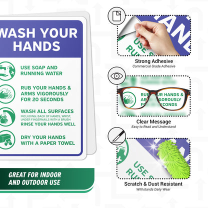 7 x 10in Hygiene Sticker: Wash Your Hands Instruction
