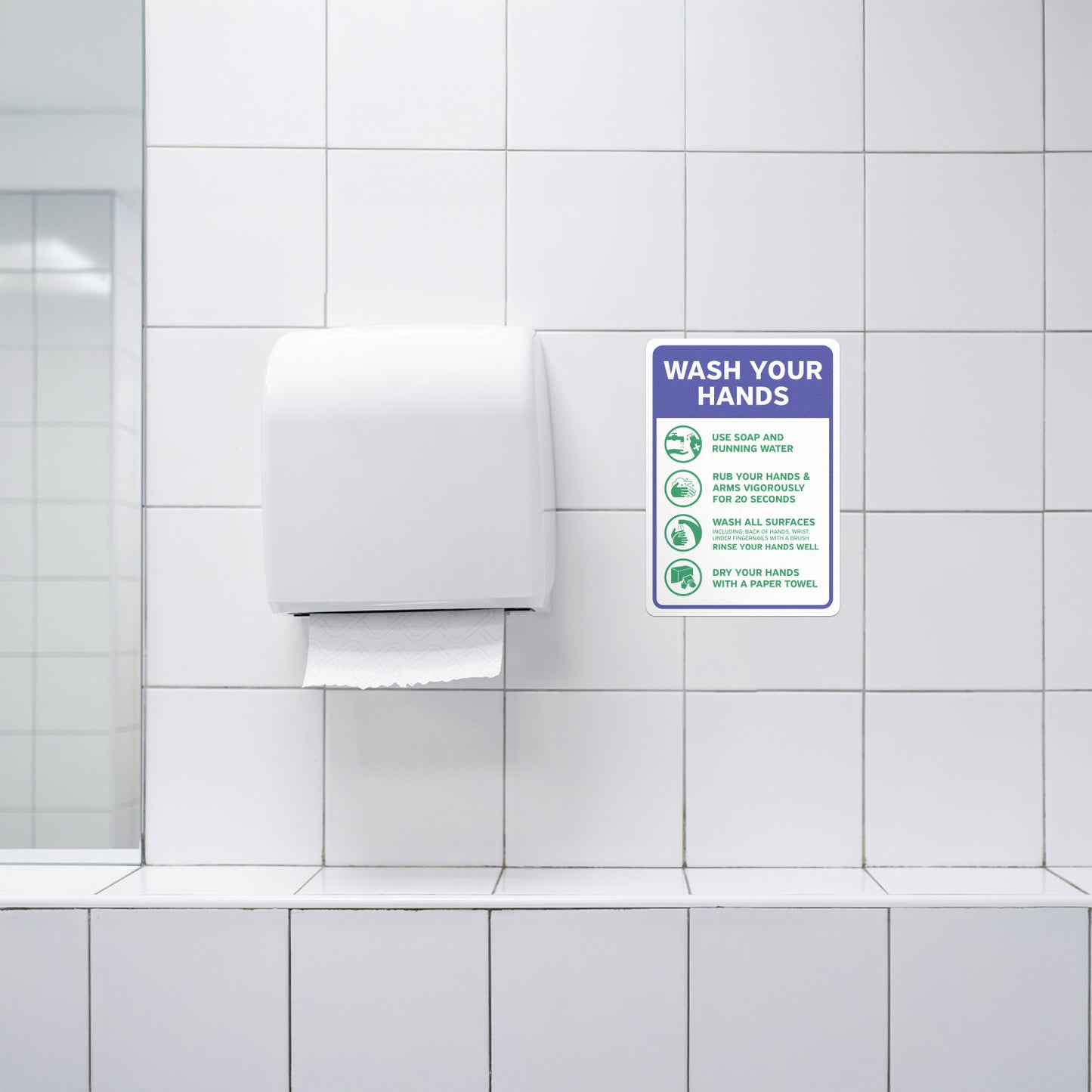 7 x 10in Hygiene Sticker: Wash Your Hands Instruction