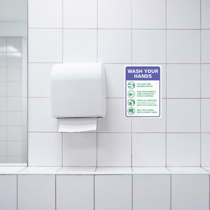 7 x 10in Hygiene Sticker: Wash Your Hands Instruction