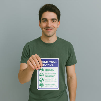 7 x 10in Hygiene Sticker: Wash Your Hands Instruction