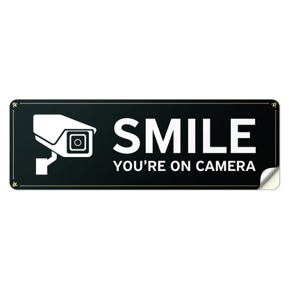 9 x 3in Security Sticker: Smile You're On Camera