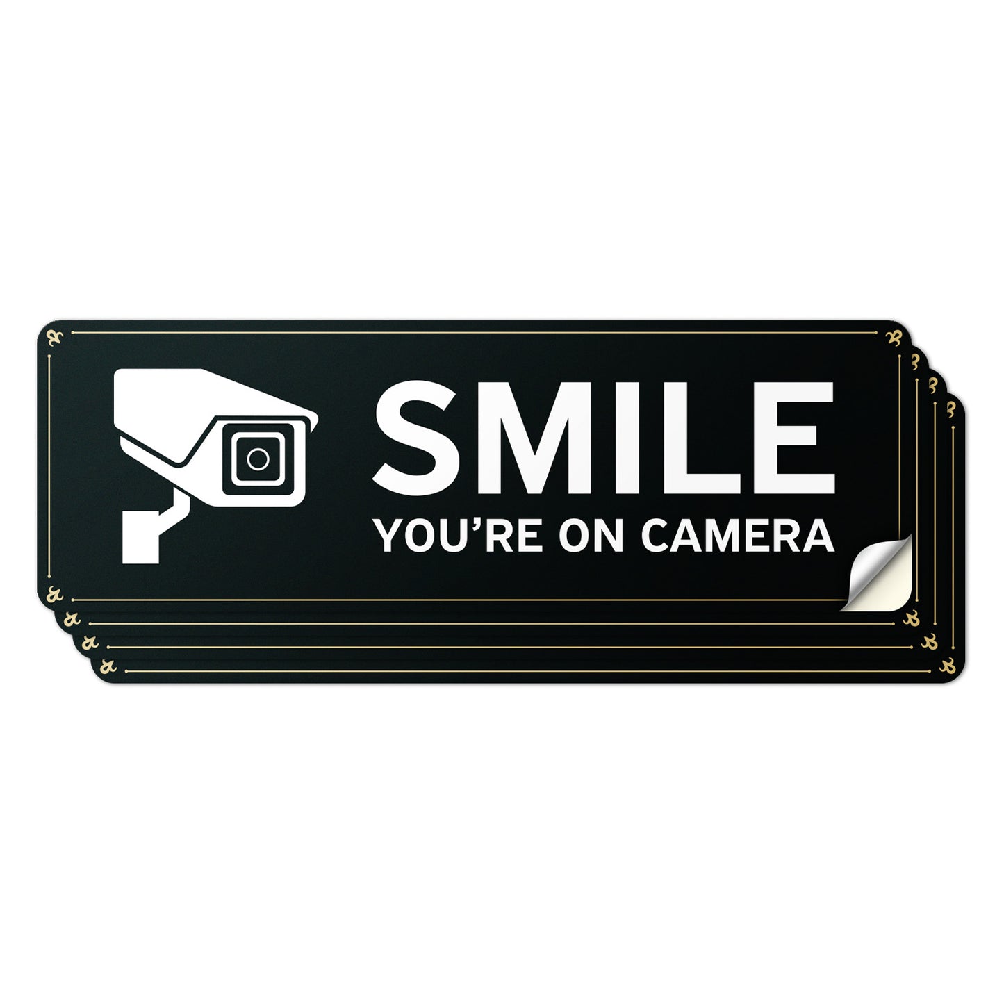9 x 3in Security Sticker: Smile You're On Camera