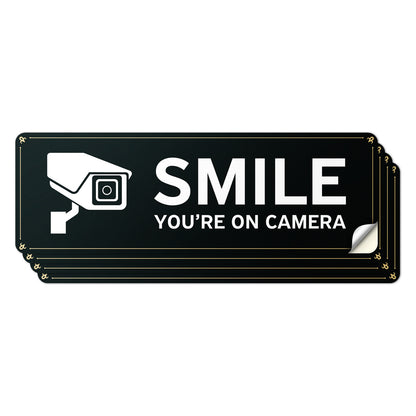 9 x 3in Security Sticker: Smile You're On Camera