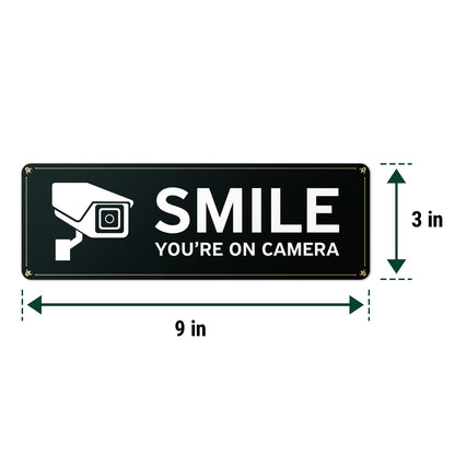 9 x 3in Security Sticker: Smile You're On Camera