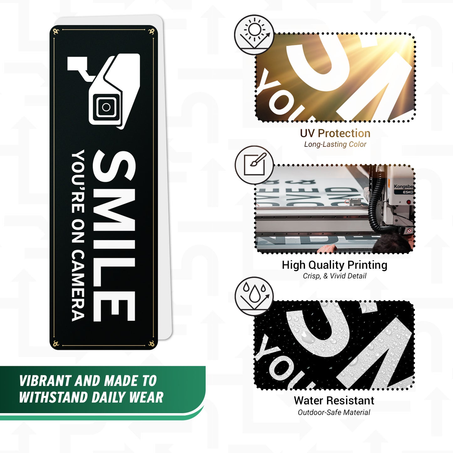 9 x 3in Security Sticker: Smile You're On Camera