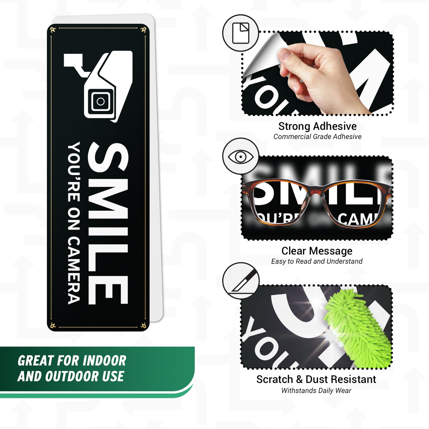9 x 3in Security Sticker: Smile You're On Camera