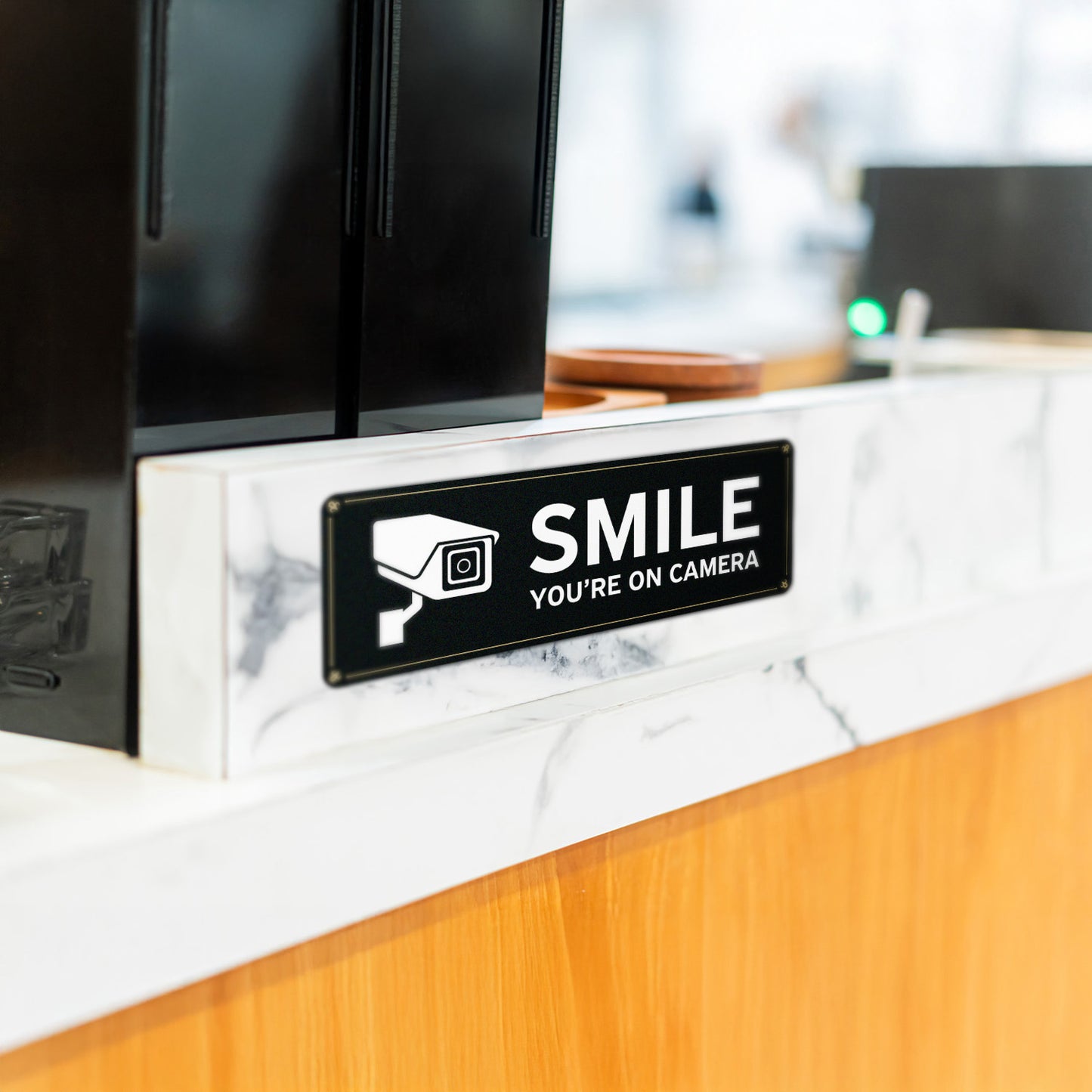 9 x 3in Security Sticker: Smile You're On Camera