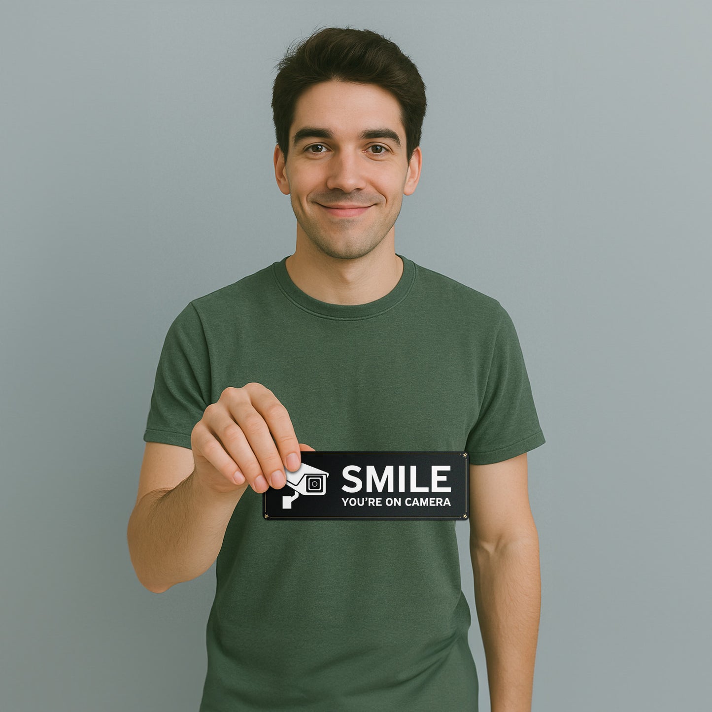 9 x 3in Security Sticker: Smile You're On Camera