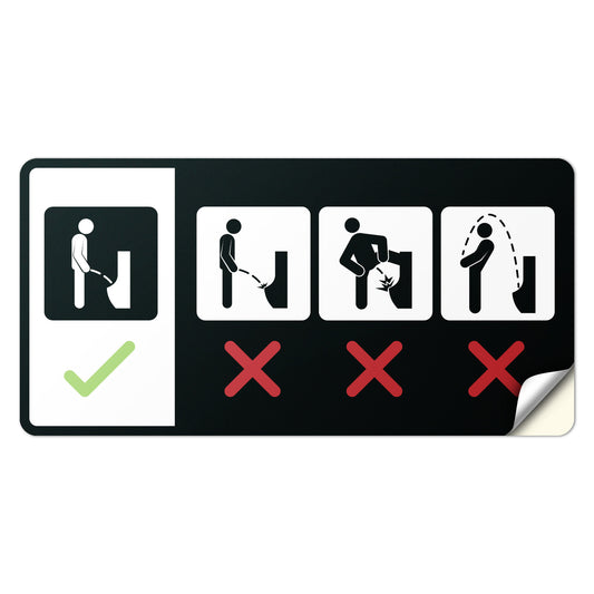 8 x 4in Restroom Decal: Correct Urinal Usage Sticker